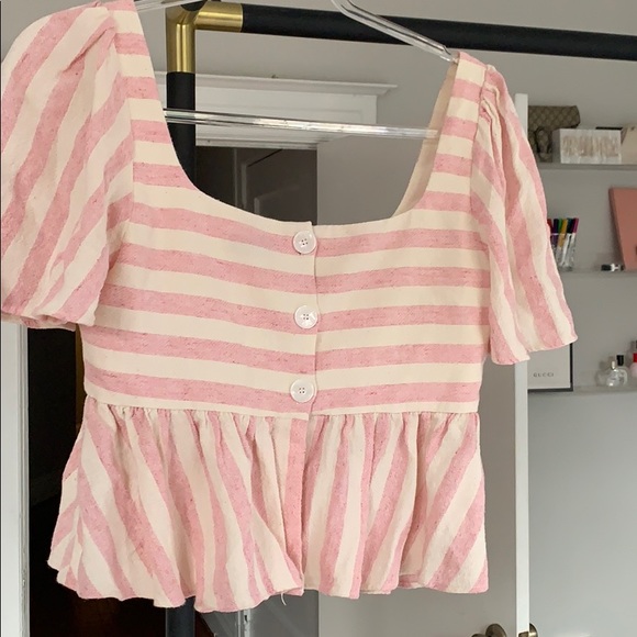 Zara pink and white button back top - Picture 2 of 3
